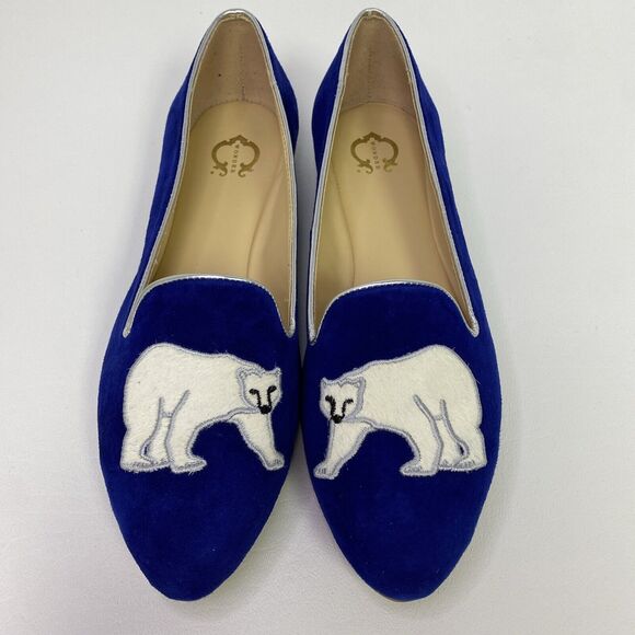 C Wonder Blue Suede Polar Bear Flats Size 6W - Picture 4 of 12